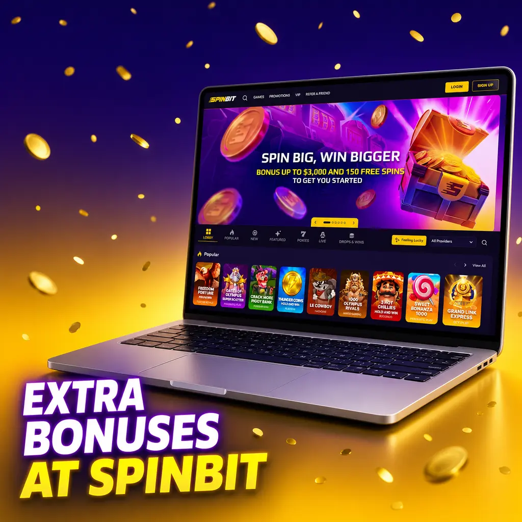 SpinBit extra bonuses: Monday match, weekly cashback, loyalty points, Friday free spins and referral rewards