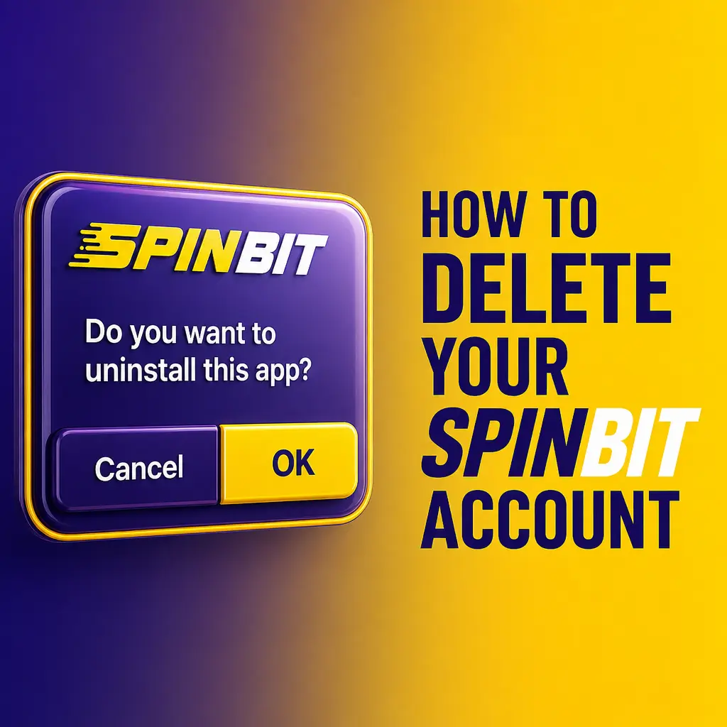 Step-by-step guide showing how to delete or close a SpinBit account via support request