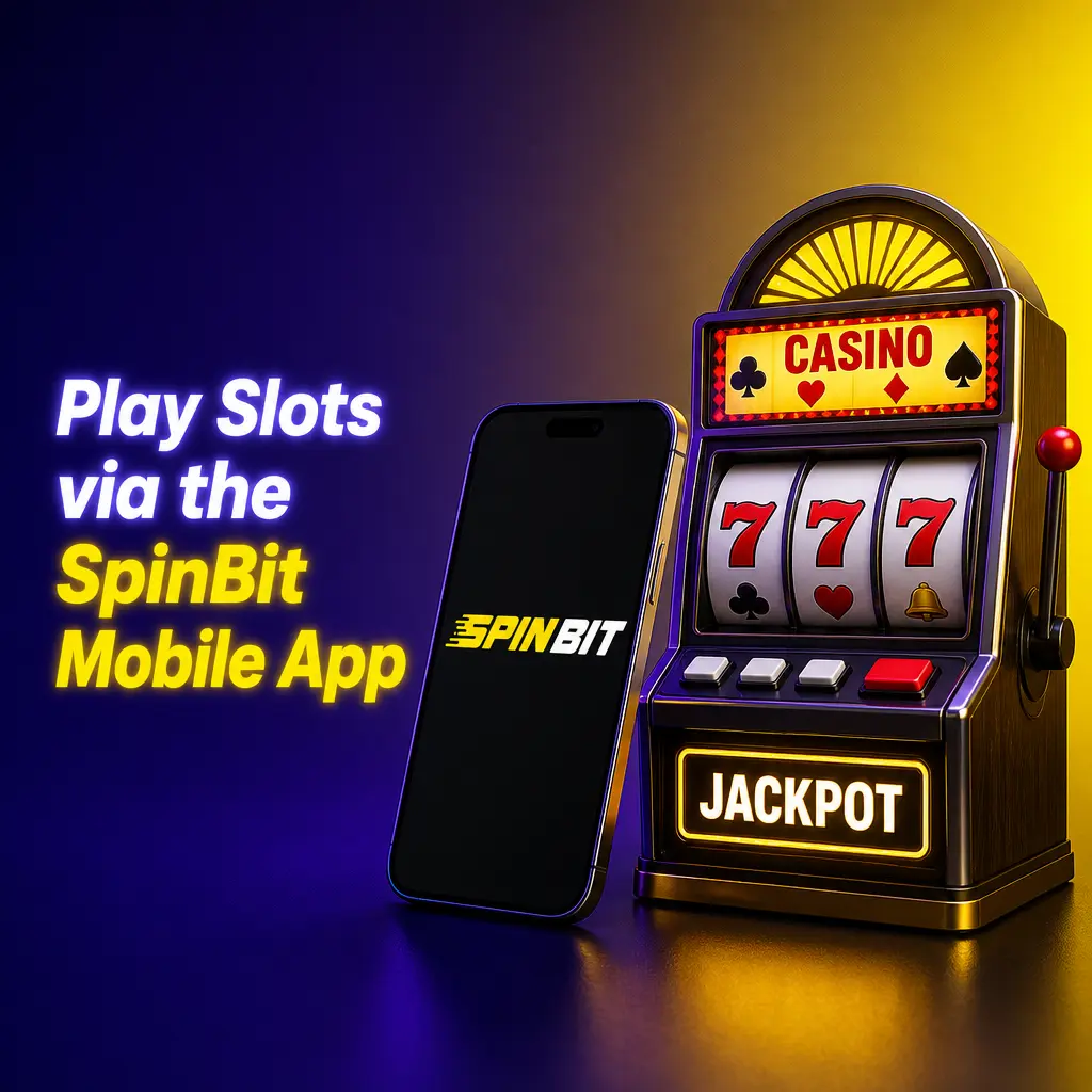SpinBit mobile app interface showing slot lobby access via progressive web app on smartphone home screen