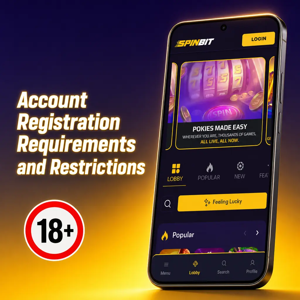 SpinBit account registration requirements: age 18+, one account per person, valid ID details, and country eligibility rules.